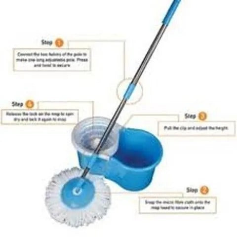 360° Rotating Head Mop with Bucket – Microfiber Magic Mop