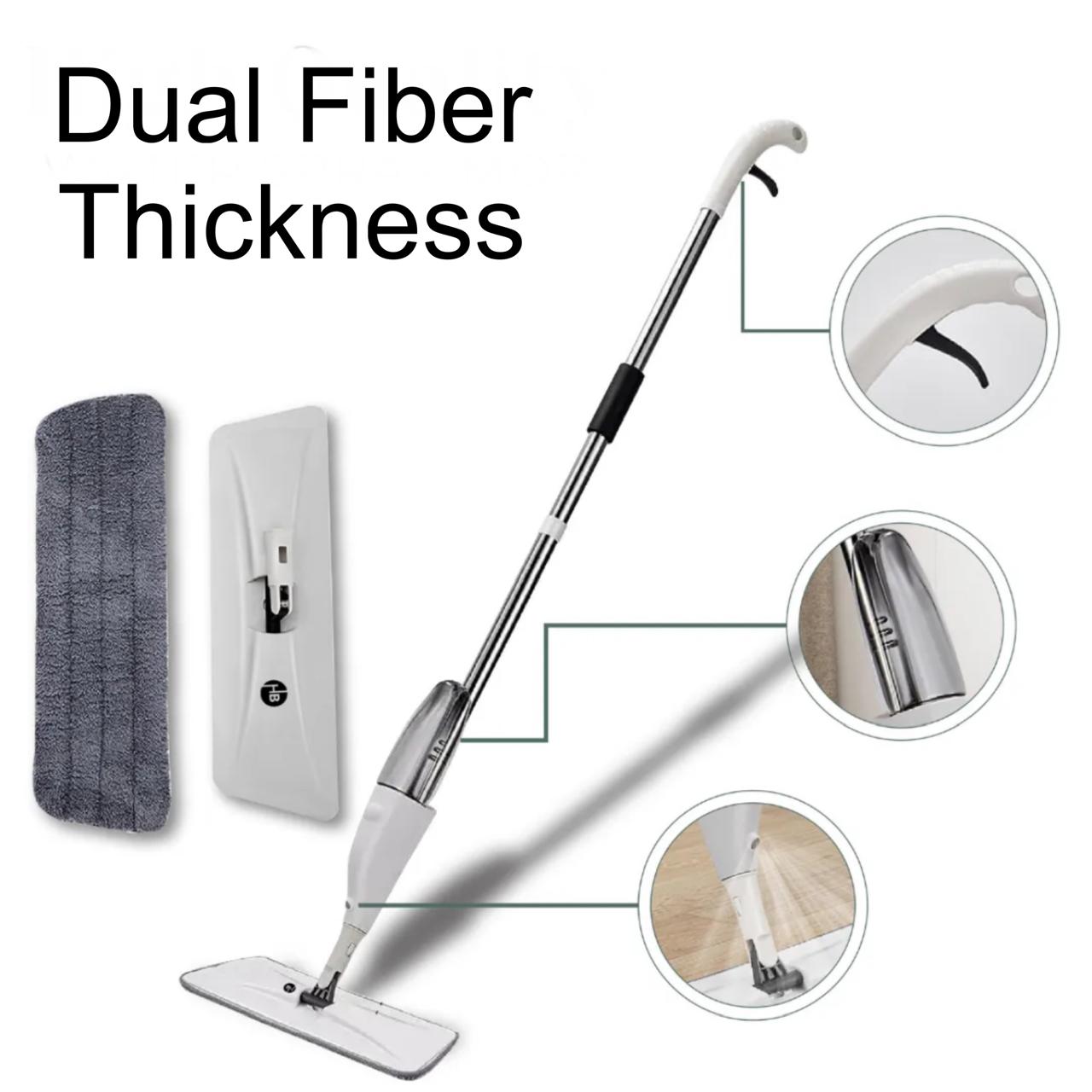 360° Rotating Spray Mop – Dual Fabric Floor Cleaner with Refillable Bottle