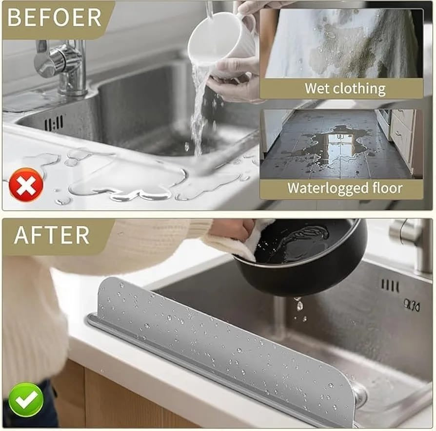 Flexible Silicone Sink Splash Guard for Kitchen & Bathroom